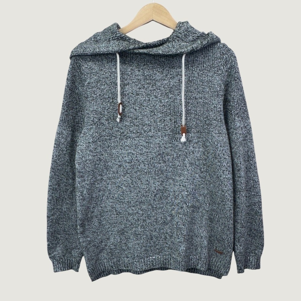 Jack & Jones JORALFI Cross Over Hood Sweater Small Grey Marled Knit Hoodie